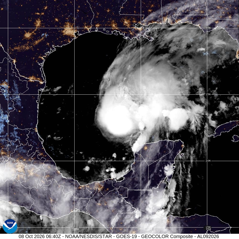 NOAA satellite view of Hurricane Isaias over the Gulf of Mexico