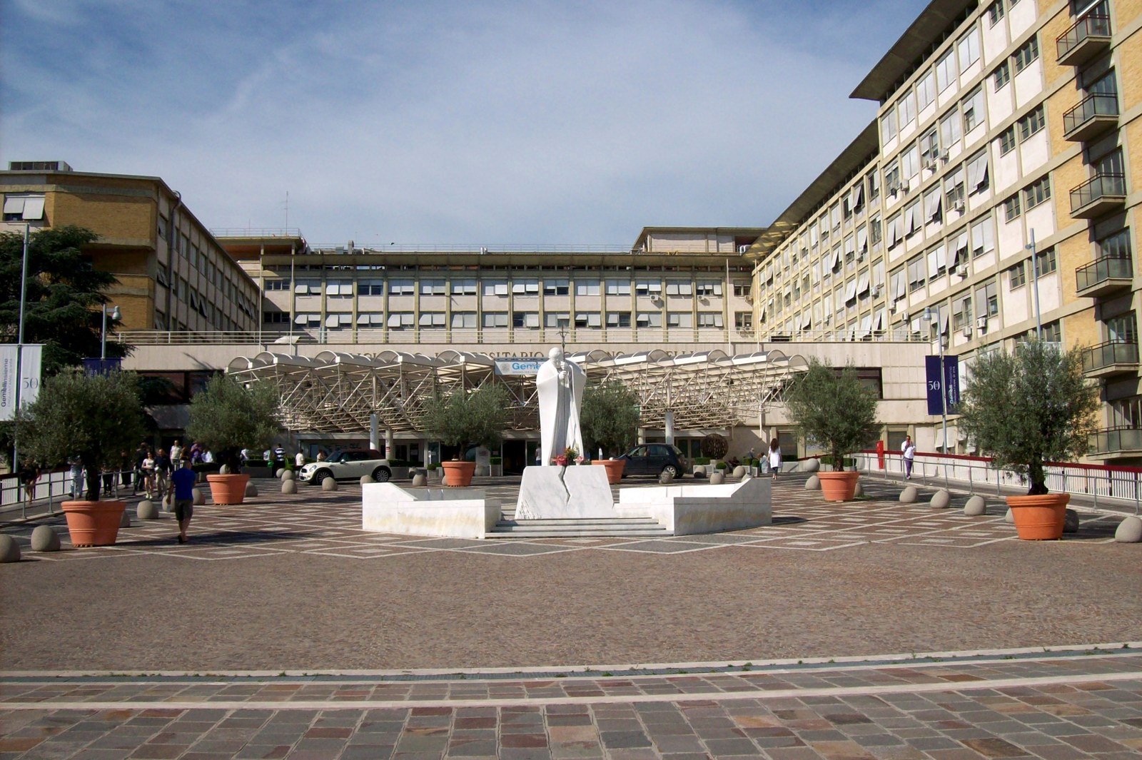 Entrance of Gemelli university hospital in Rome